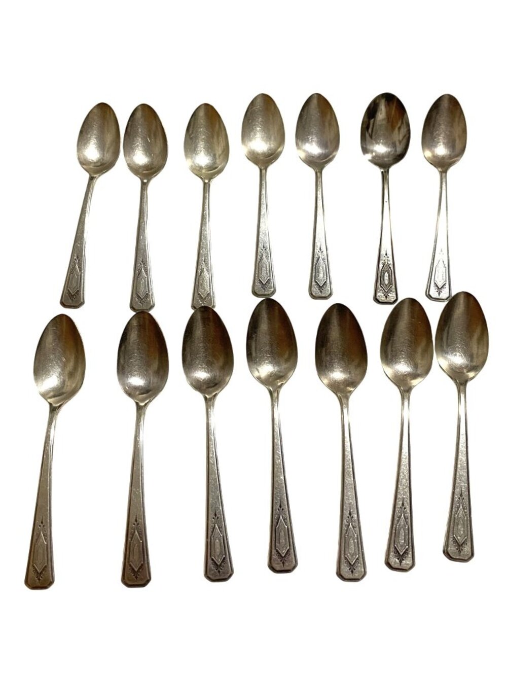 Wm Rogers & Son A1 Plus Silverplate 12 Nuart Teaspoons Set Vintage 1930s 5.75"